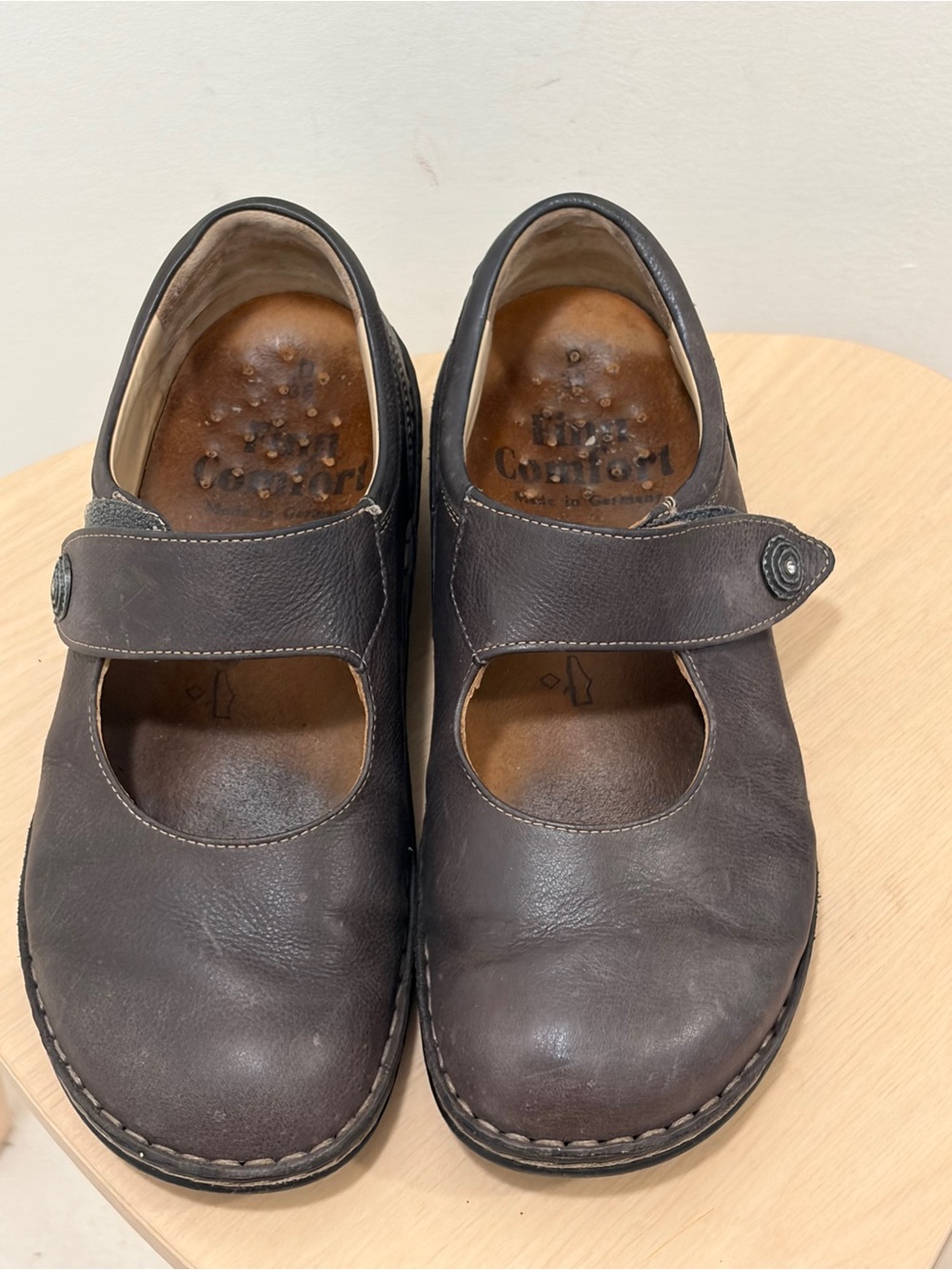 Finn Comfort Brown Mary Jane Leather Comfort Shoes. Size 38